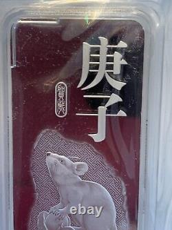 2020 CGCI China Lunar Year of the Rat 100 Gram Fine Silver Bar Ingot Sealed New