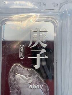 2020 CGCI China Lunar Year of the Rat 100 Gram Fine Silver Bar Ingot Sealed New