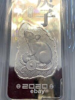 2020 CGCI China Lunar Year of the Rat 100 Gram Fine Silver Bar Ingot Sealed New