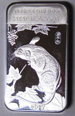 2020 Year of The Rat Lunar New Year 5 oz. 999 Silver Bar Proof Strike (21124)