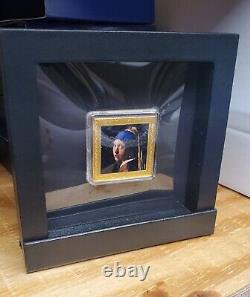 2022 Johannes Vermeer Girl with a Pearl Earring 1 oz Silver Proof Bar in OGP