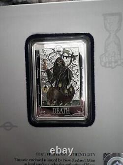 2023 Niue Tarot Card DEATH Colorized 1 oz. 999 Silver Coin Bar #13 in Series