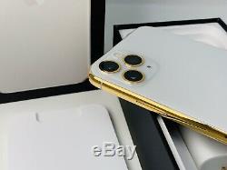 24K Gold Plated Apple iPhone 11 Pro Max 512GB Silver Unlocked CDMA GSM CUSTOM