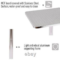 24L Adjustable Height Pub Bar Table Home Silver Aluminum Indoor Outdoor Patio