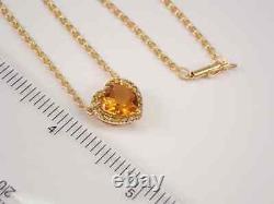 2Ct Heart Lab-Created Citrineand Moissanite Halo Pendant 14K Yellow Gold Plated
