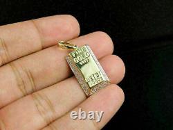 2Ct Round Cut Real Moissanite BRICK-BAR Pendant 14K Yellow Gold Silver Plated