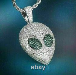 3.00Ct Round Lab Created Diamond Halloween Pendant 14K White Gold Plated Silver