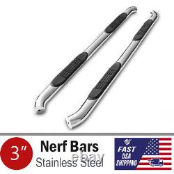 3 Chrome Round Nerf Bars Side Steps For 2005-2022 Toyota Tacoma Double/Crew Cab