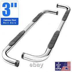 3 Oval Round Chrome Nerf Bar Side Steps For 2009-2014 FORD F-150 Super Crew Cab