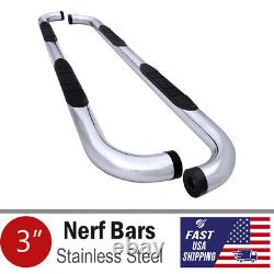 3 Polished Nerf Bars Side Steps For 2019-2022 Chevy Silverado 1500 Extended Cab