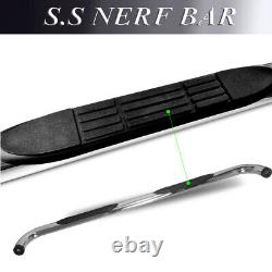 3 Polished Round Side Steps Nerf Bars Ft 2019-2022 GMC Sierra 1500 Extended Cab