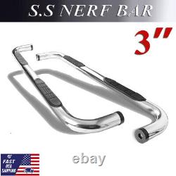 3 Round S. S Nerf Bar Side Steps For 2019-2022 Chevy Silverado 1500 Extended Cab