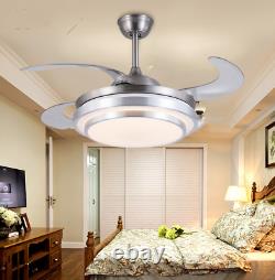 36/42 Bluetooth Invisible Ceiling Fan Light Music Player LED Chandelier+remote