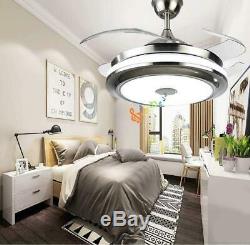 36/42 Bluetooth Invisible Fan LED Ceiling Light Music Player Chandelier+remote