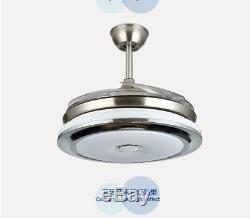 36/42Modern Ceiling Fan Light withLED Bluetooth Music Player Retractable Blades
