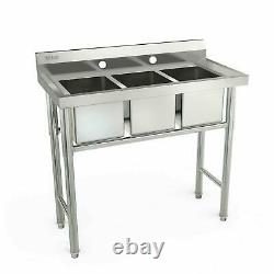 39 Wide 3 Compartment Stainless Steel Commercial Bar Kitchen Sink Large Bowl