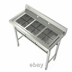 39 Wide 3 Compartment Stainless Steel Commercial Bar Kitchen Sink Large Bowl
