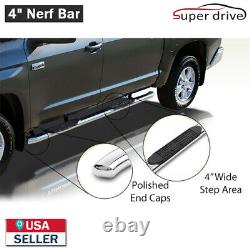 4 Chrome Curved Nerf Bars Side Steps For 2007-2021 Toyota Tundra Double Cab
