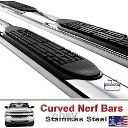 4 Chrome Curved Nerf Side Steps Bars For 2003-2009 Dodge Ram 2500 3500 Quad Cab