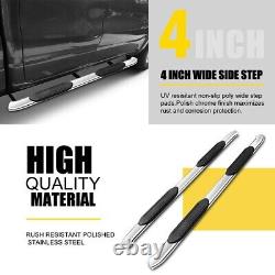 4 Curved Side Step Bars For 2000-2018 Chevy Silverado 1500 2500 3500HD Crew Cab