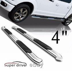 4 Curved Side Step Bars For 2000-2018 Chevy Silverado 1500 2500 3500HD Crew Cab