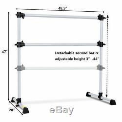4' Portable Double Freestanding Ballet Barre Stretch Dance Bar Height Adjustable