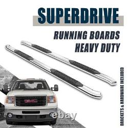 4 Silver Oval Nerf Bars For 1999-2018 GMC Sierra 1500 2500 3500 HD Extended Cab