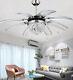 42 K9 Crystal Chandelier Silver Ceiling Fan Light Invisible 8-Blade Ceiling Fan