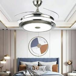 42 Retractable Ceiling Fans Lamp Remote LED Light Chandeliers Fixtures Lighting