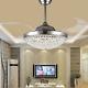 42 Retractable Ceiling Fans with Lights Modern Crystal Remote Chandelier Lamps