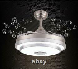 42Bluetooth Invisible Fan LED Lamp Ceiling Light Music Player Chandelier+Remote