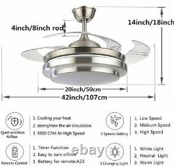 42Invisible Fan Chandelier Light Lamp LED Fan Ceiling Remote Control Modern