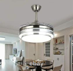 42Invisible Fan Chandelier Light Lamp LED Fan Ceiling Remote Control Modern