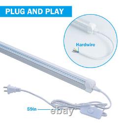 4FT 6 Pack LED Shop Light T8 Linkable Ceiling Tube Fixture 24W Daylight Clear