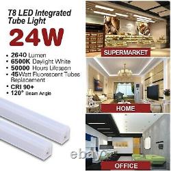 4FT 8 Pack LED Shop Light T8 Linkable Ceiling Tube Fixture 24W Daylight 6000K
