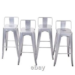 4pc Bar Stool Height Modern Chair Low-Back with Footrest Home Indoor, 30-inch NEW