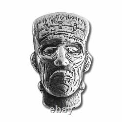 5 1.5 oz. 999 Fine Silver Frankenstein Heads 3 D Monster Head Bars New