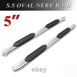 5 Oval Bent Chrome Nerf Bars Side Steps For 2007-2021 Toyota Tundra CrewMax Cab