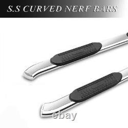 5 Oval Bent Chrome Nerf Bars Side Steps For 2007-2021 Toyota Tundra CrewMax Cab