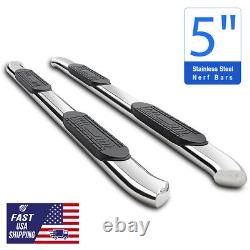 5 Oval Bent Chrome Nerf Bars Side Steps For 2007-2021 Toyota Tundra CrewMax Cab