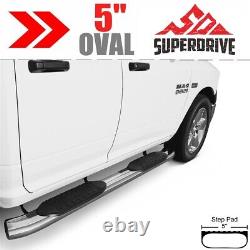 5 Oval Chrome Nerf Bars Side Steps For 2010-2020 Dodge Ram 2500 3500 Crew Cab