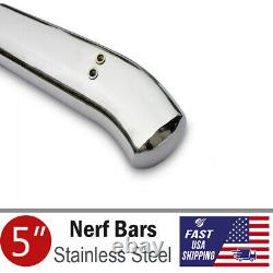 5 Oval Curved Chrome Nerf Bars Side Steps For 1999-2013 GMC Sierra Regular Cab