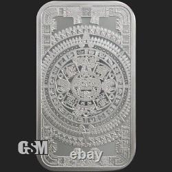 5 oz. 999 Fine Silver Aztec Calendar Silver Bar in a Air-tite capsule NEW