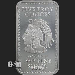 5 oz. 999 Fine Silver Aztec Calendar Silver Bar in a Air-tite capsule NEW