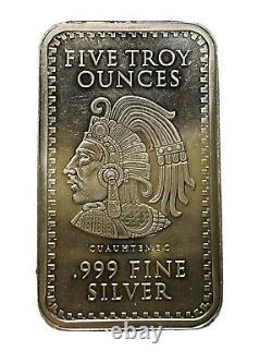 5 oz Silver. 999 Fine Silver Bar Aztec Calendar