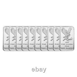 5 oz SilverTowne Eagle Silver Bar (New Lot of 10)