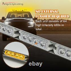64 LED Emergency Light Bar Flash Warning Roof Top Strobe Beacon Amber Car Trucks