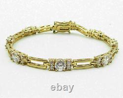 7.00Ct Round Cut VVS1 Moissanite7.5 Inches Tennis Bracelet 14K Yellow Gold Over