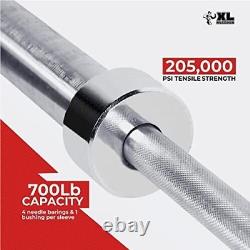 7 ft Olympic Barbell Solid Chrome 700lb Load 2 Sleeve Diameter 45lb