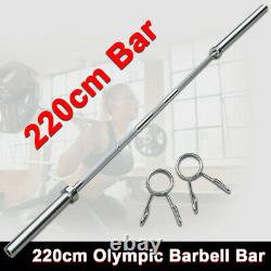 7FT Olympic Barbell Bar Work Out Home Gym Weight Lifting Bar with 2 Spring Collars